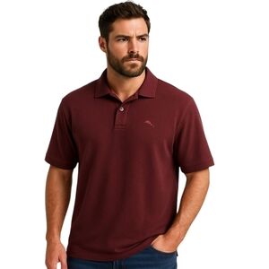 Tommy Bahama Super Soft Short Sleeve Polo Shirt in Maroon - Sz L